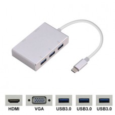 ADAPTER Tip C na 3xUSB+HDMI+VGA