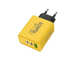 Brzi Punjač 65 W – USB + Type-C, Žuti